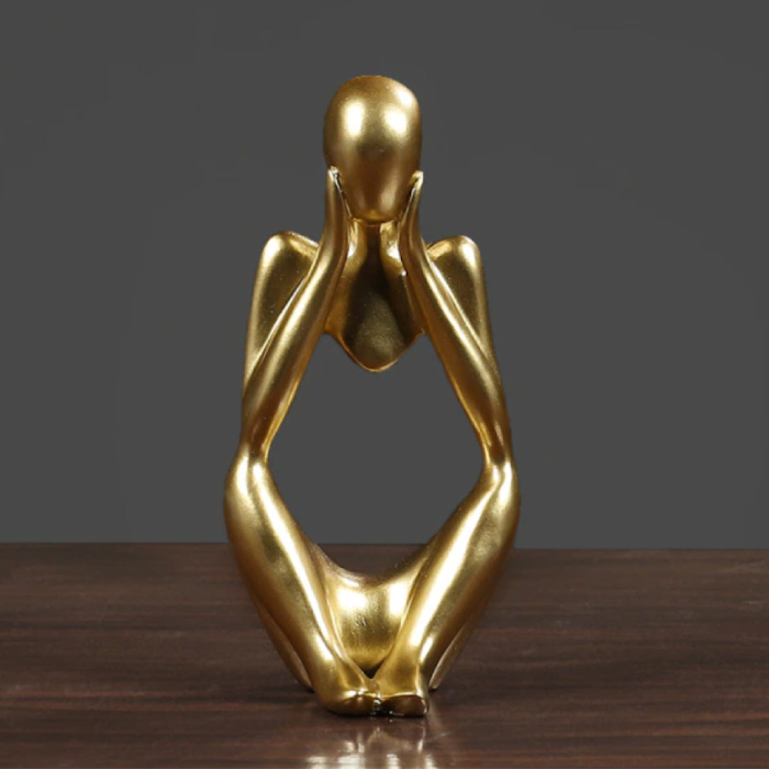 Thinker Sculpture Abstract Image - Decor Statue Ornament Resin Garden Desk Gold