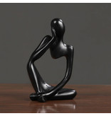 Stuff Certified® Penseur Sculpture Image Abstraite - Décor Statue Ornement Résine Bureau De Jardin Noir