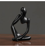 Stuff Certified® Scultura del pensatore Immagine astratta - Decoro Statua Ornamento Scrivania da giardino in resina nera