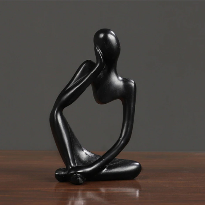 Penseur Sculpture Image Abstraite - Décor Statue Ornement Résine Bureau De Jardin Noir