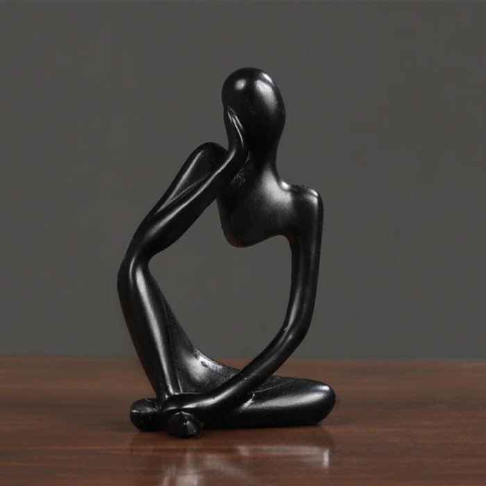 Thinker Sculpture Abstract Image - Decor Statue Ornament Resin Garden Desk Black