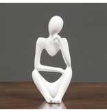 Stuff Certified® Thinker Sculpture Abstract Image - Decor Statue Ornament Resin Garden Desk White