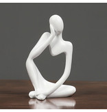 Stuff Certified® Denker Sculptuur Abstract Beeld - Decor Standbeeld Ornament Hars Tuin Bureau Wit