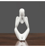 Stuff Certified® Thinker Sculpture Abstract Image - Decor Statue Ornament Resin Garden Desk White
