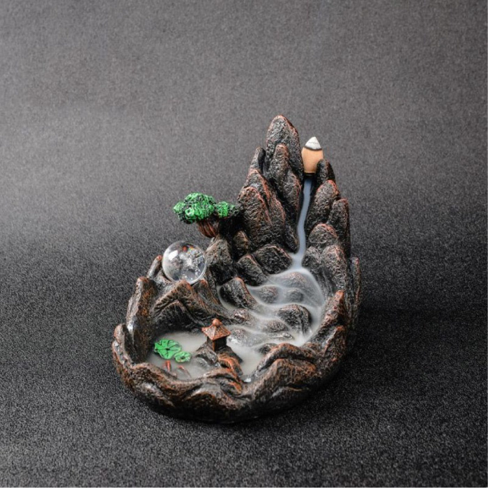 Bruciatore di incenso ornamentale per aromaterapia Riflusso a cascata -  Bruciatore di incenso a riflusso Feng Shui Decor Ornament Black