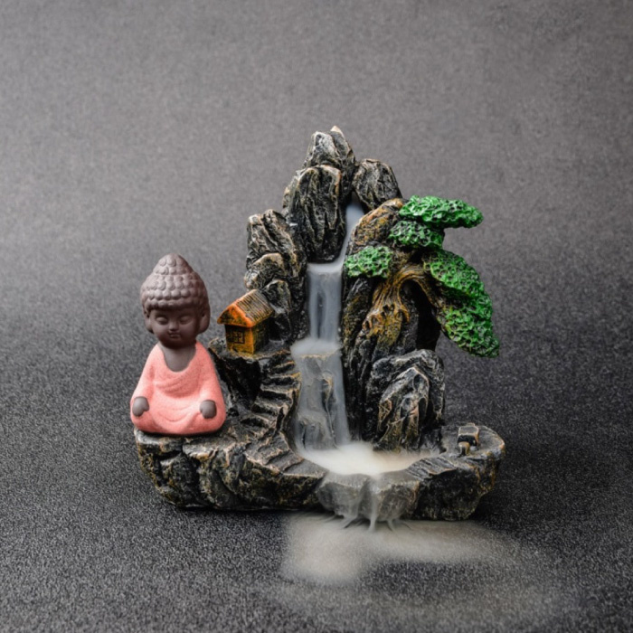 Aromatherapie Sier Wierookbrander Waterval Terugstromen - Backflow Incense Burner Feng Shui Decor Hars Ornament Roze