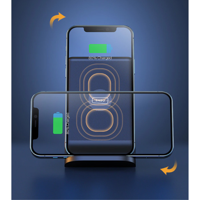 INIU 3 in 1 Charging Station with Charging Cable - Compatible with Apple iPhone / iWatch / AirPods - Charging Dock 15W Wireless Pad Black