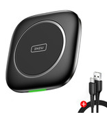 INIU 3 in 1 Charging Station with Charging Cable - Compatible with Apple iPhone / iWatch / AirPods - Charging Dock 15W Wireless Pad Black
