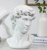 LOULONG David by Michelangelo - Head Statue Sculpture Decor Ornament Resin Garden Desk White