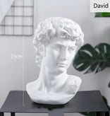 LOULONG David van Michelangelo - Hoofd Standbeeld Sculptuur Decor Ornament Hars Tuin Bureau Wit