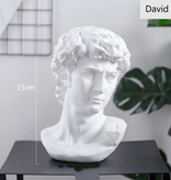 LOULONG David von Michelangelo - Kopf Statue Skulptur Dekor Ornament Harz Garten Schreibtisch Weiß