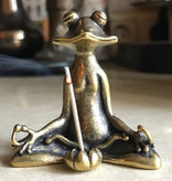 Stuff Certified® Mini Frog Meditation Statue - Decor Miniature Ornament Copper Sculpture Garden Desk