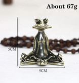 Stuff Certified® Mini estatua de meditación de rana - Decoración en miniatura Adorno Escultura de cobre Escritorio de jardín