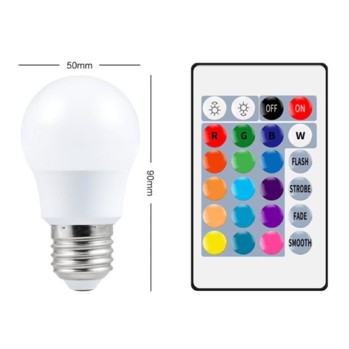LED-Birne 5W (Warm) - RGB-Beleuchtung mit IR-Fernbedienung E27 220V Farbeinstellung