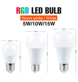 CanLing Bombilla LED 5W (cálida) - Iluminación RGB con control remoto IR E27 Ajuste de color 220V