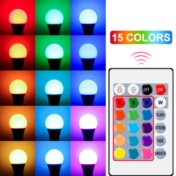 Lampadina LED 10W (Caldo) - Illuminazione RGB con Telecomando IR E27  Regolazione Colore 220V