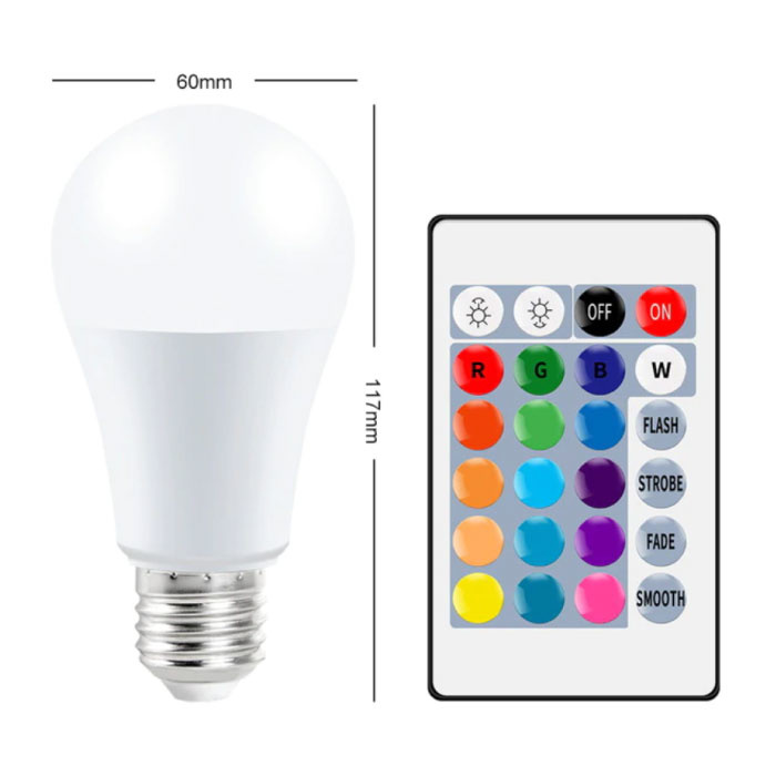 Lampadina LED 10W (Caldo) - Illuminazione RGB con Telecomando IR E27 Regolazione Colore 220V