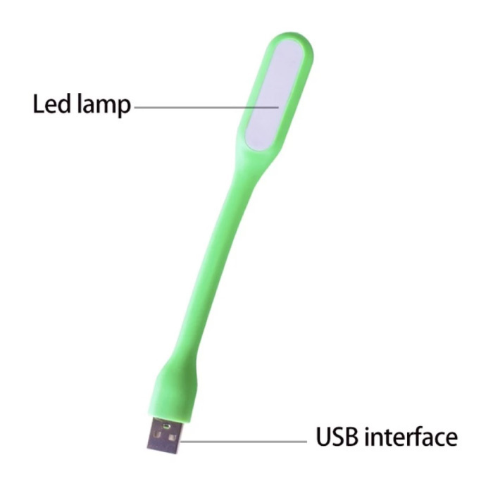 Lampara LED USB flexible color VERDE luz portatil linterna leer