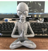 Stuff Certified® Estatua de meditación alienígena - Decoración en miniatura Adorno Escultura de resina Escritorio de jardín