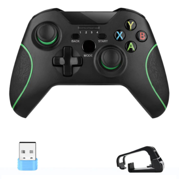 Controlador de juegos para Android / iOS / PC / PS3 con clip y USB 2.4G Stick - Bluetooth Gamepad Teléfono móvil Negro