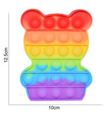 Stuff Certified® Pop It - Fidget Anti Stress Toy Bubble Toy Silicone Bear Rainbow