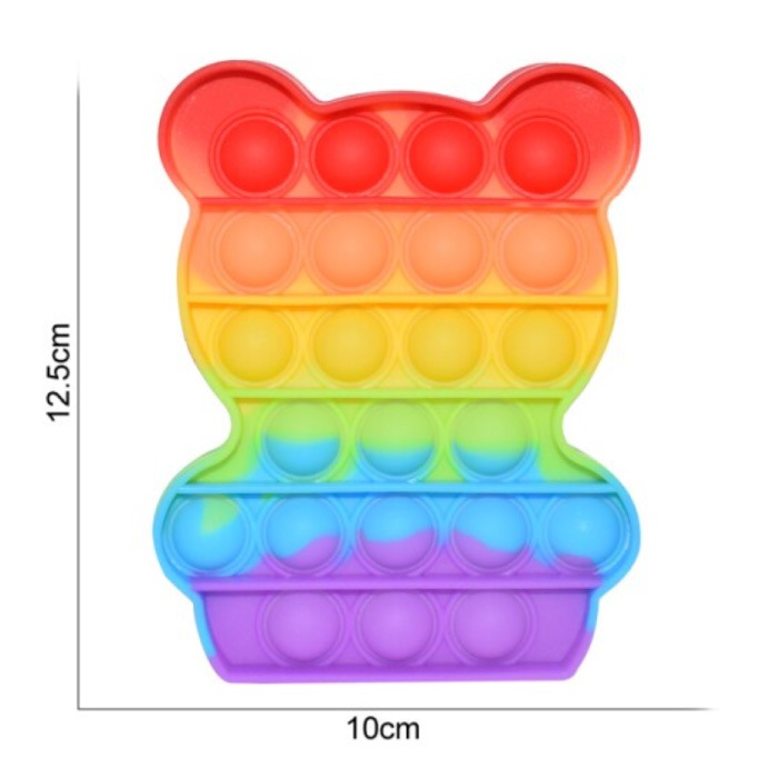 Pop It - Fidget Anti Stress Toy Bubble Toy Silicone Bear Rainbow