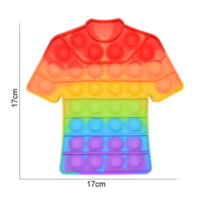 Pop It - Fidget Anti Stress Toy Bubble Toy Silicone T-Shirt Rainbow