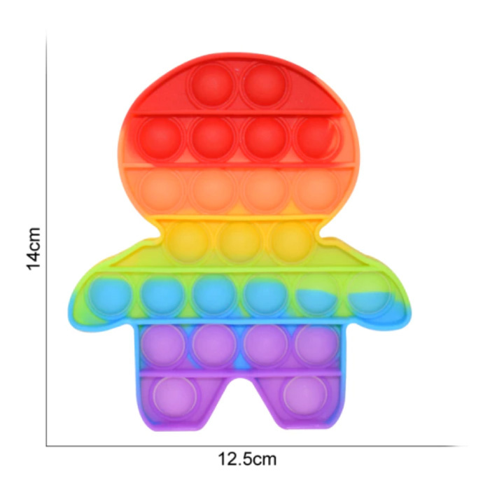 Pop It - Fidget Anti Stress Speelgoed Bubble Toy Siliconen Mannetje Regenboog
