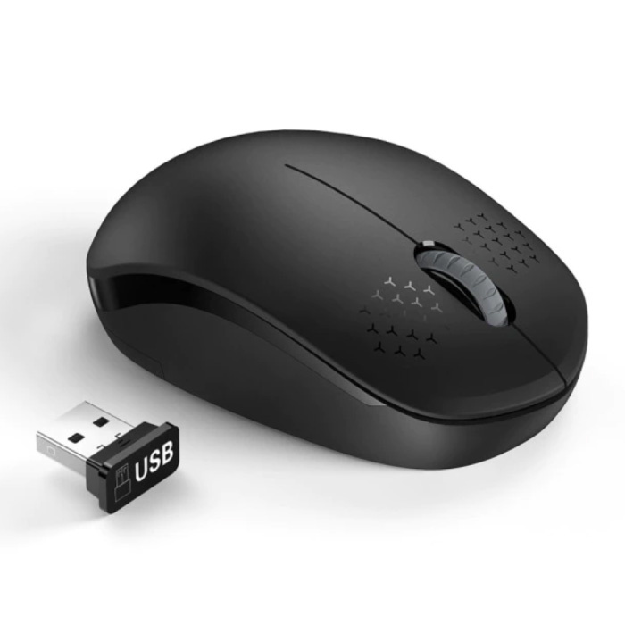 Mouse inalámbrico silencioso - 1600DPI óptico / dos manos / ergonómico - negro