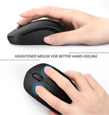 SeenDa Mouse wireless silenzioso - 1600 DPI ottico / a due mani / ergonomico - nero