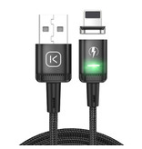 Kuulaa iPhone Lightning Magnetische Oplaadkabel 1 Meter met LED Lampje - 3A Fast Charging Gevlochten Nylon Oplader Data Kabel Android Zwart