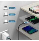 Kuulaa Cable de carga magnética Lightning para iPhone de 1 metro con luz LED - Cable de datos de carga rápida de nylon trenzado 3A Android Black