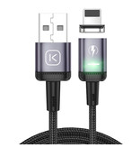 Kuulaa Cable de carga magnético Lightning para iPhone de 1 metro con luz LED - Cable de datos de carga rápida de nylon trenzado de carga rápida 3A Android Violeta