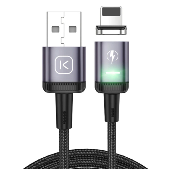 Cable de carga magnético Lightning para iPhone de 1 metro con luz LED - Cable de datos de carga rápida de nylon trenzado de carga rápida 3A Android Violeta