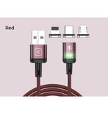 Kuulaa iPhone Lightning Magnetic Charging Cable 1 Meter with LED Light - 3A Fast Charging Braided Nylon Charger Data Cable Android Red