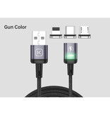 Kuulaa Micro USB Magnetic Charging Cable 2 Meters with LED Light - 3A Fast Charging Braided Nylon Charger Data Cable Android Purple