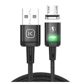 Kuulaa Magnetisches Micro-USB-Ladekabel 2 Meter mit LED-Licht - 3A Schnellladegerät aus geflochtenem Nylon-Ladekabel Android Schwarz