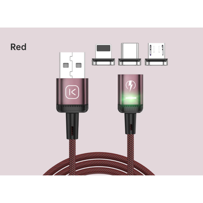 Nylon LED Cable USB magnético Carga rápida Cargador magnético