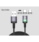 Kuulaa Cable de carga magnético USB-C de 2 metros con luz LED - Cable de datos de cargador de nailon trenzado de carga rápida 3A Android Violeta