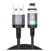 Kuulaa iPhone Lightning Magnetic Charging Cable 2 Meter with LED Light - 3A Fast Charging Braided Nylon Charger Data Cable Android Purple
