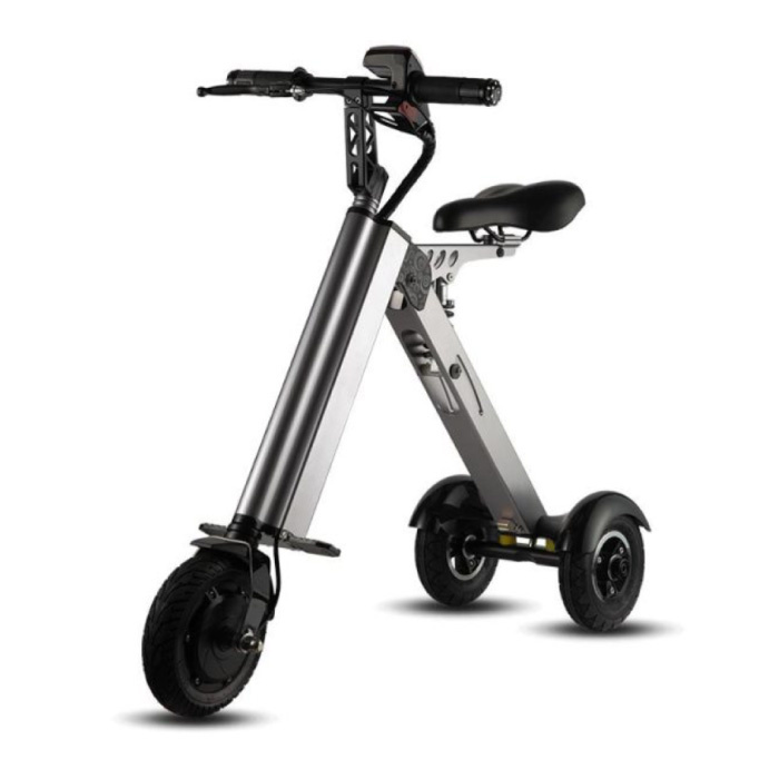 Smart e Scooter eléctrico plegable ultraligero 250W - 8 pulgadas - 3 ruedas - Gris plateado