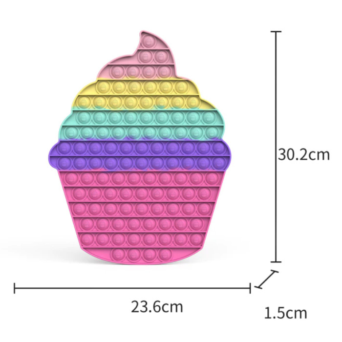 XXL Pop It - 300mm Extra Großes Zappeln Anti Stress Spielzeug Blase Spielzeug Silikon Eiscreme Regenbogen