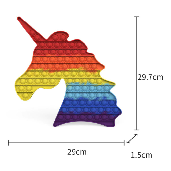 XXL Pop It - 300mm Extra Großes Zappeln Anti Stress Spielzeug Blase Spielzeug Silikon Einhorn Regenbogen