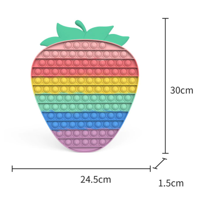 XXL Pop It - 300 mm Extra grande Fidget Anti Stress Toy Bubble Toy Silicona Strawberry Rainbow