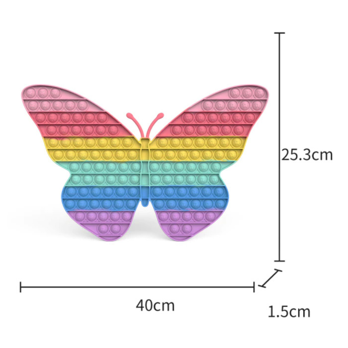 XXL Pop It - 300mm Extra Großes Zappeln Anti Stress Spielzeug Blase Spielzeug Silikon Schmetterling Regenbogen