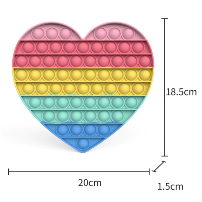 XL Pop It - 200 mm Extra grande Fidget Anti Estrés Juguete Burbuja Juguete Silicona Corazón Arco iris