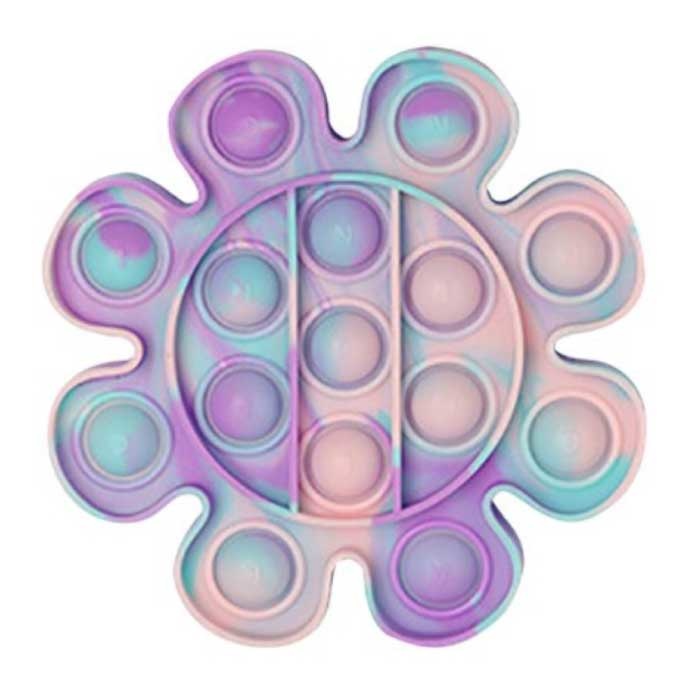 Pop It - Fidget Giocattolo antistress Bubble Toy Fiore in silicone Viola-Blu-Rosa