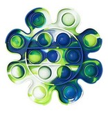 Stuff Certified® Pop It - Giocattolo antistress Fidget Bubble Toy Fiore in silicone Blu-Bianco-Verde