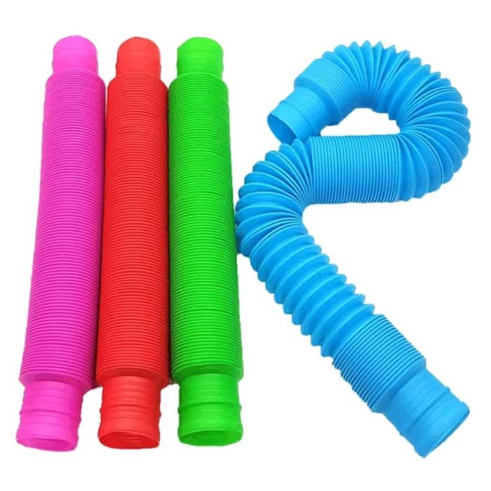Stuff Certified® 5-Pack Pop It Tube Noodle String - Stretchy Fidget Anti Stress Toys Bubble Toy Silicone Noodles Random Color