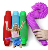 Stuff Certified® 10-Pack Pop It Tube Noodle String - Stretchy Fidget Anti Stress Toys Bubble Toy Silicone Noodles Random Color
